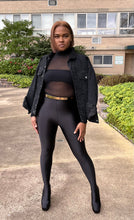 Load image into Gallery viewer, BLACK SHEER MOCKNECK CATSUIT
